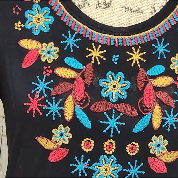 Soft Surroundings boho long sleeve stretch knit embroidered maxi dress size‎ XS - Picture 4 of 9